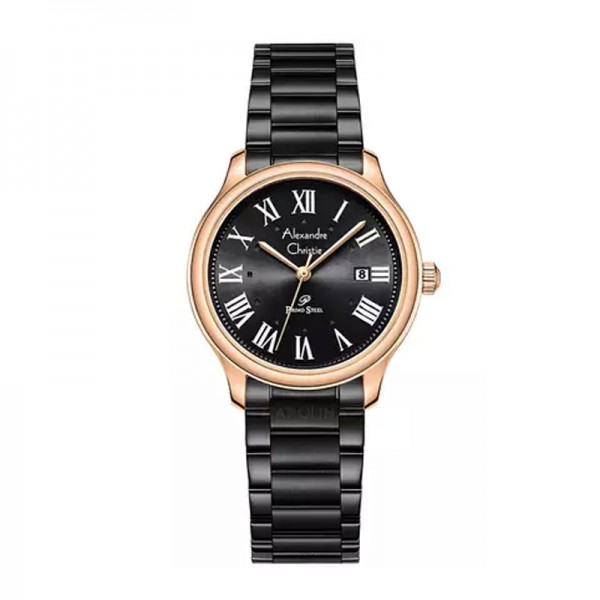 Alexandre Christie AC 1042 Rosegold Black Steel Lady LDFBRBA